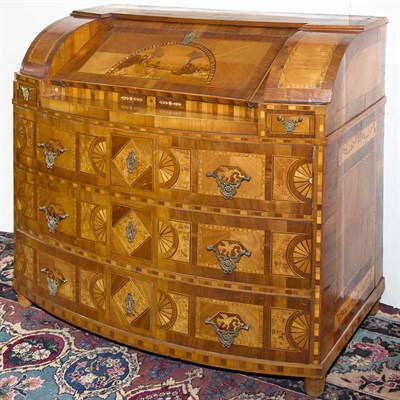Lot 264 - Continental Inlaid Walnut Secretary Desk 19th...
