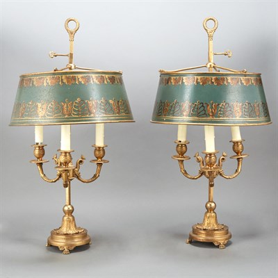 Lot 150 - Pair of Empire Style Gilt-Metal Bouillotte...