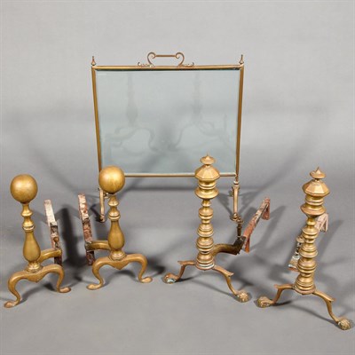 Lot 325 - Group of Brass Fireplace Equipment Comprising...