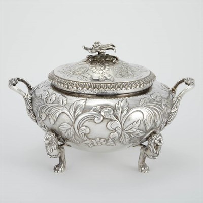 Lot 361 - American Silver Repousse Covered Sugar Bowl E....