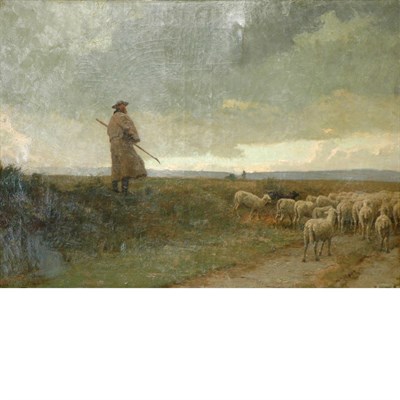 Lot 24 - Louis Emile Adan French, 1839-1937 A Shepherd...