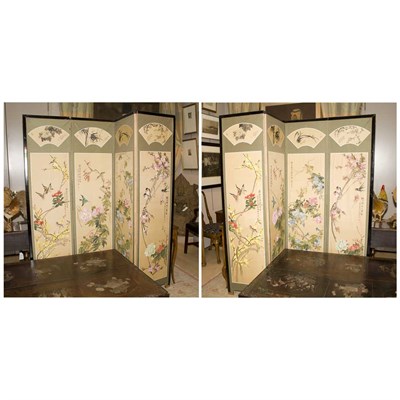 Lot 179 - Pair of Chinese Painted Silk and Paper...