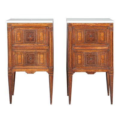 Lot 369 - Pair of Italian Neoclassical Style Marquetry...
