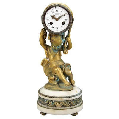 Lot 190 - Louis XVI Style Gilt-Bronze Figural Mantel...