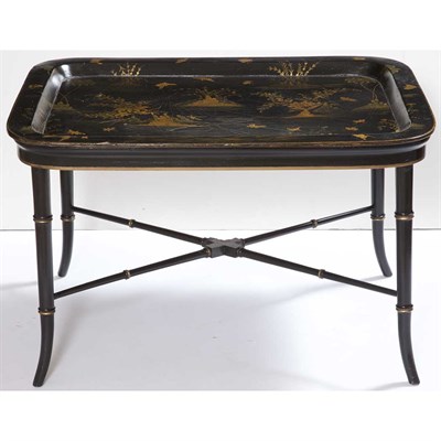 Lot 580 - Regency Style Papier Mache Tray on Stand...