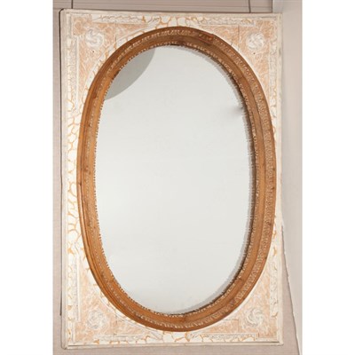 Lot 189 - Louis XVI Style Parcel Painted Oak Mirror Of...