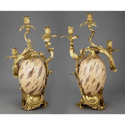 Lot 535 - Pair of Louis XV Style Gilt and Cold Painted...