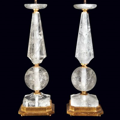 Lot 440 - Pair of Louis XVI Style Rock Crystal Two-Light...