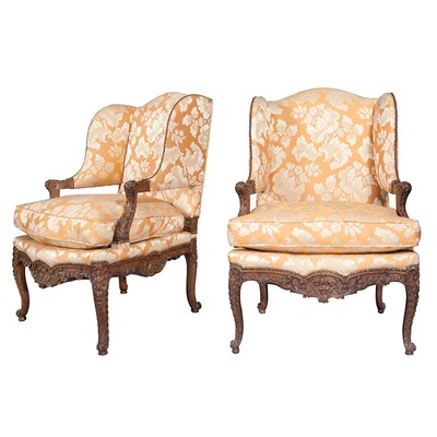 Lot 374 - Pair of Louis XV Style Carved Mahogany...