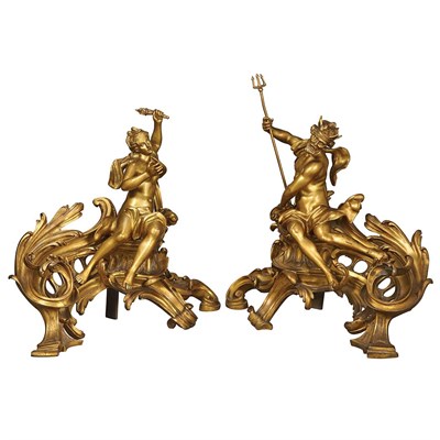 Lot 533 - Pair of Louis XV Style Gilt-Bronze Figural...