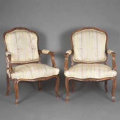 Lot 638 - Pair of Louis XV Style Carved Fruitwood...
