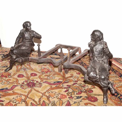 Lot 218 - Pair of Cast Iron Figural Chenets Each modeled...