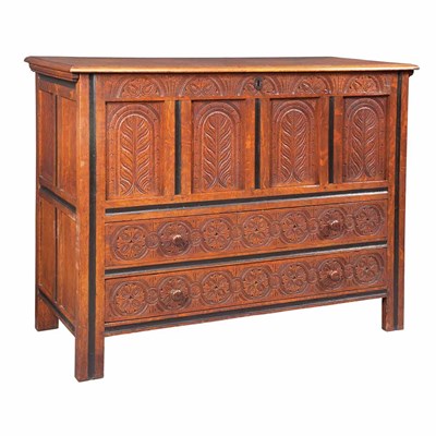 Lot 313 - Pilgrim Century Style Joined Oak Chest The...