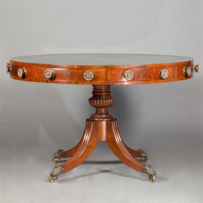 Lot 200 - Regency Mahogany Drum Table Possibly American...