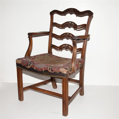 Lot 176 - George III Mahogany Pierced Slat Back Armchair