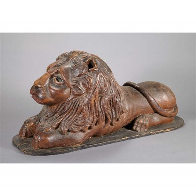Lot 317 - English Painted Wood Figure of a Recumbent...
