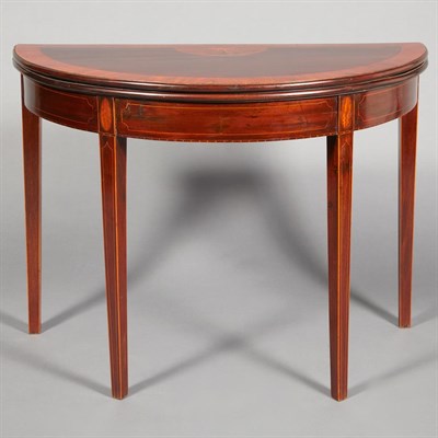 Lot 216 - George III Inlaid Mahogany Demilune Fold-Over...