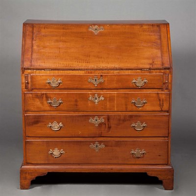 Lot 400 - Chippendale Figured Maple Slant Front Desk...