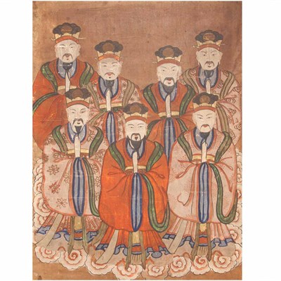 Lot 164 - Korean/Chinese Painting of Officials on Paper...