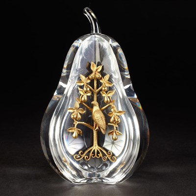 Lot 651 - Steuben 18 KT, Gold Mounted Glass Paperweight...