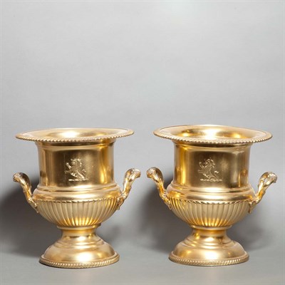 Lot 408 - Pair of Georgian Style Gilt-Metal Campana-Form...