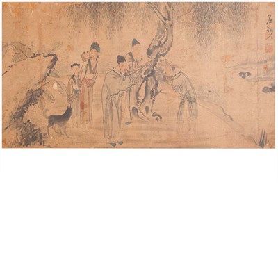 Lot 161 - Framed Chinese Painting on Silk of Figures in...