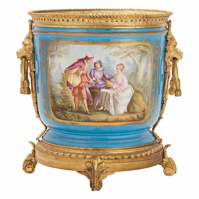 Lot 568 - Pair of Sevres Style Gilt-Metal Mounted...