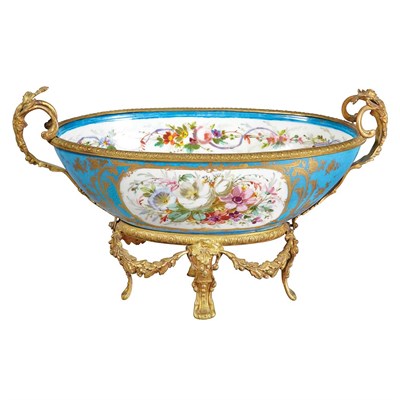 Lot 254 - Sevres Style Gilt-Bronze Mounted Porcelain...