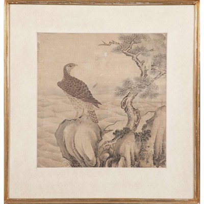 Lot 156 - Chinese School 19th Century Hawk perched on a...