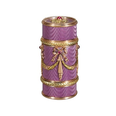 Lot 318 - Faberge Style Cabochon Ruby Mounted Guilloche...