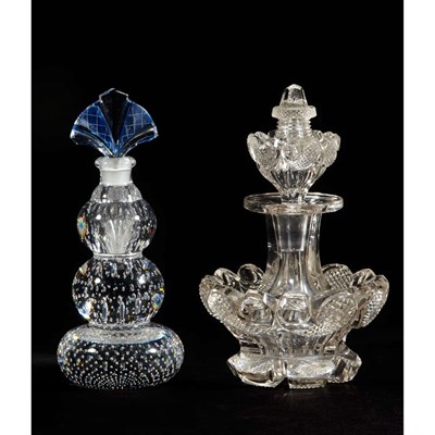 Lot 480 - Two Glass Perfume Bottles Comprising an Art...