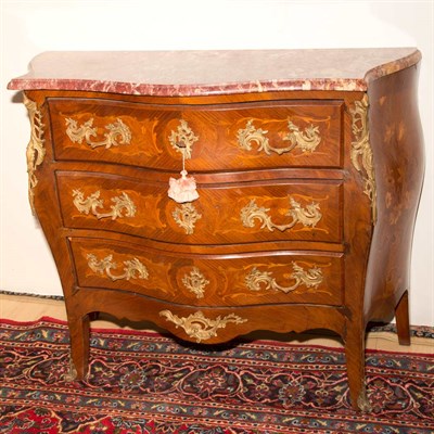 Lot 353 - Louis XV Style Marble Top Fruitwood Commode...