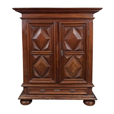 Lot 473 - Continental Walnut Armoire Probably Dutch,...