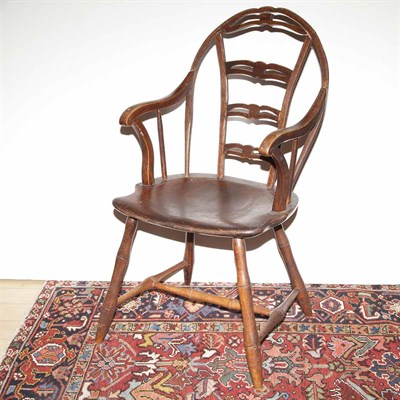 Lot 389 - Pair of Windsor Pierced Slat Back Armchairs...