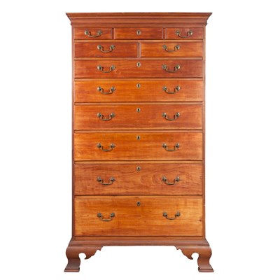 Lot 324 - Chippendale Cherry Tall Chest of Drawers Bucks...