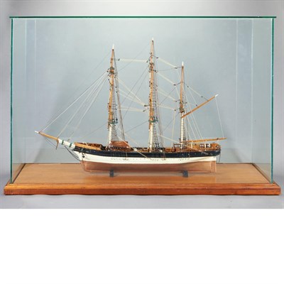 Lot 398 - Carved and Painted Three-Masted Ship Model in...