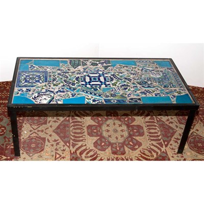 Lot 542 - Isnik Style Tile and Metal Low Table Height 18...