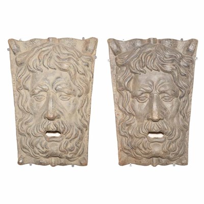 Lot 193 - Pair of Iron Mask-Form Appliques Height 15 1/2...