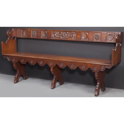 Lot 166 - Continental Walnut Hall Bench The plank seat...