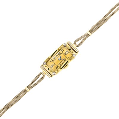 Lot 269 - Lady's Gold, Diamond and Black Enamel Watch, Patek Philippe & Co.