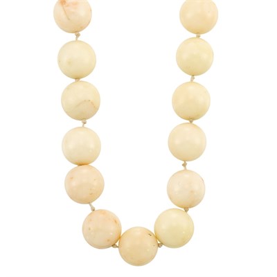 Lot 102 - Long White and Angel Skin Coral Bead Necklace