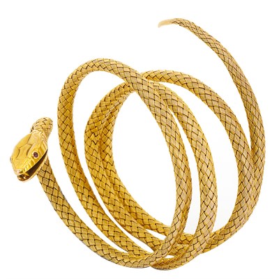 Lot 224 - Antique Braided Gold Coiled Snake Bracelet