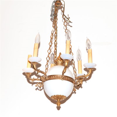 Lot 420 - Empire Style Gilt-Metal and Opalescent Glass...