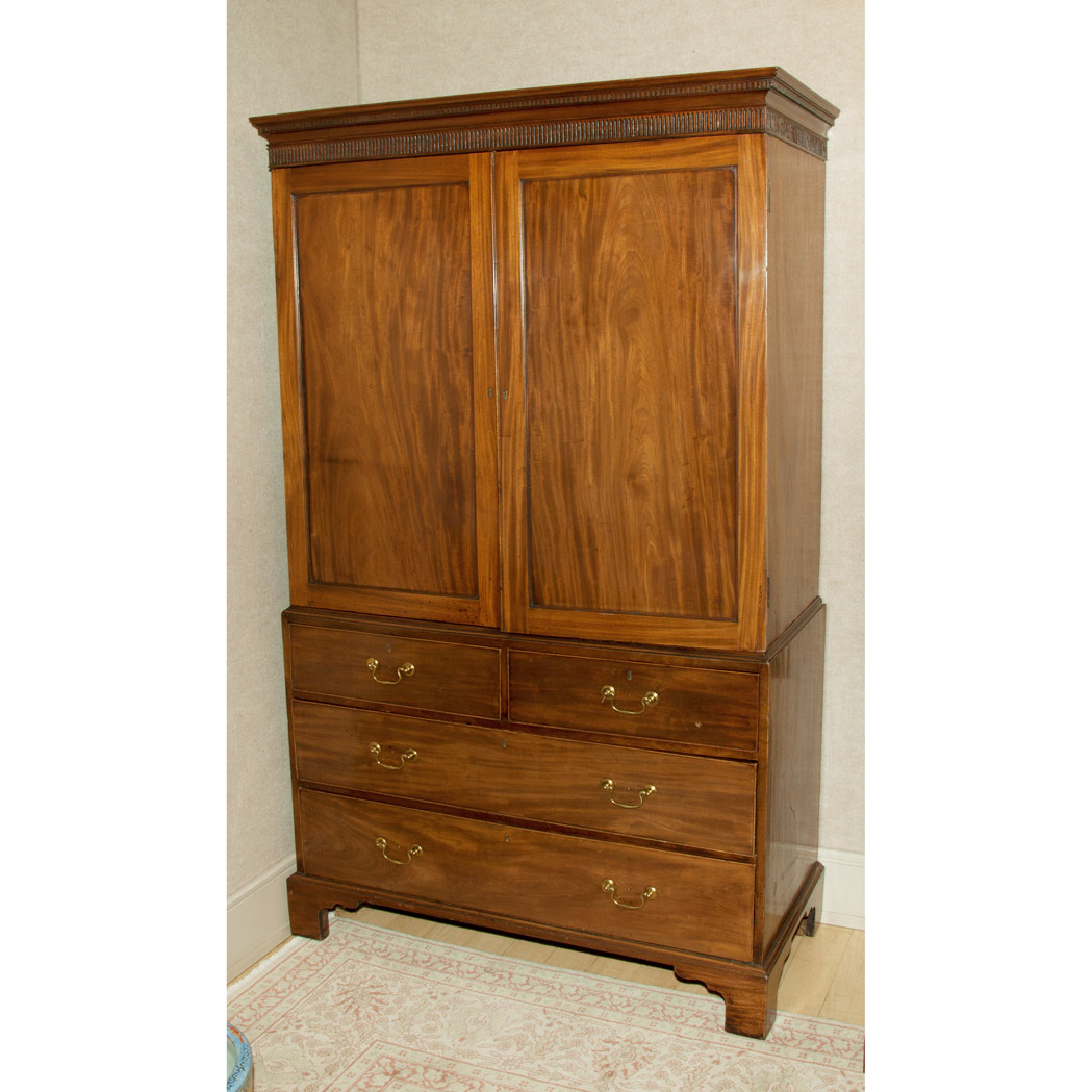 Lot 243 - George III Style Mahogany Linen Press Height 6...