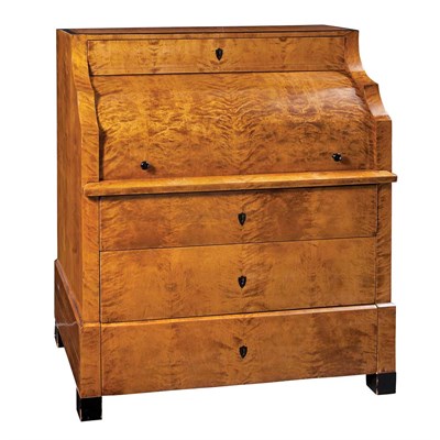 Lot 496 - Biedermeier Part Ebonized Maple Bureau Circa...