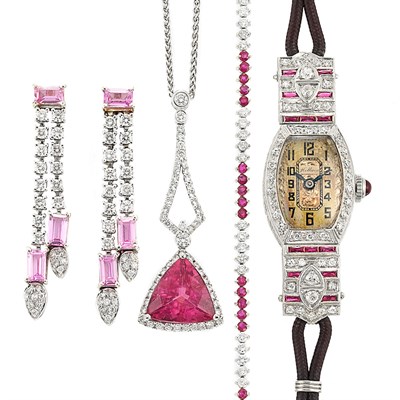 Lot 468 - Group of Platinum, White Gold, Diamond and Gem-Set Jewelry