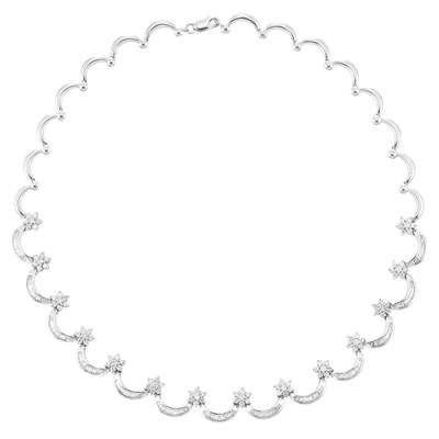 Lot 614 - White Gold and Diamond Necklace