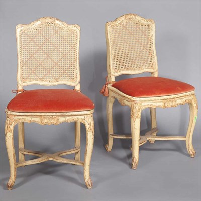 Lot 236 - Pair of Louis XV Painted Chaises a la Reine...