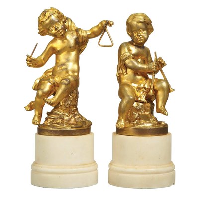 Lot 277 - Pair of French Gilt-Bronze Figures of Infant...