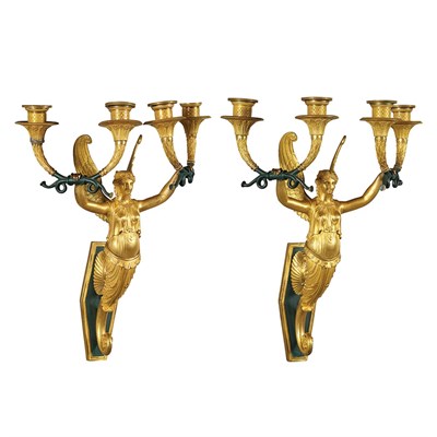 Lot 442 - Pair of Empire Style Gilt and Patinated-Bronze...